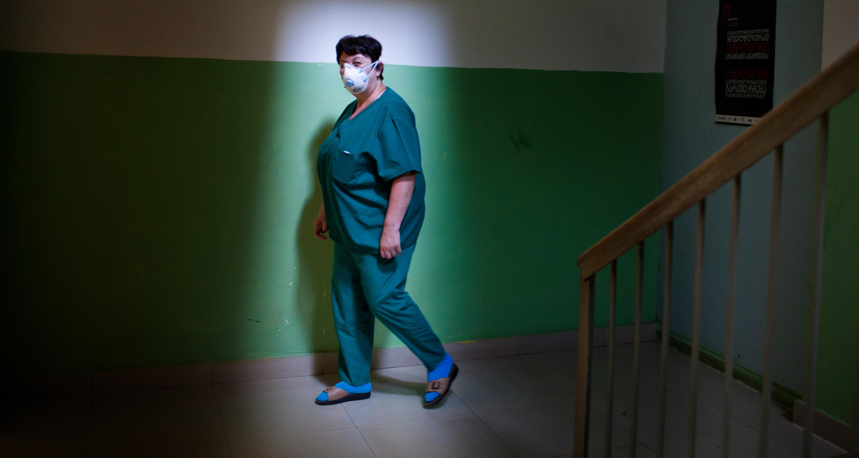 A nurse at work at Zugdidi regional TB hospital, in Georgia’s Samegrelo region, where MSF first started working in 2006.  “The question people ask me most often is, ‘aren’t you afraid of working here?’ I tell them, ‘of course not.’ And I give them more information about TB.”