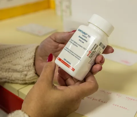 Bottle of bedaquiline, Zhytomyr Regional TB Dispensary, Ukraine. In 2018, MSF started providing treatment for drug-resistant TB to people in Zhytomyr, Ukraine.