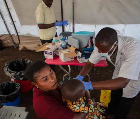 Goma, North Kivu province in the Democratic Republic of Congo (DRC), multi-antigen vaccination campaign.